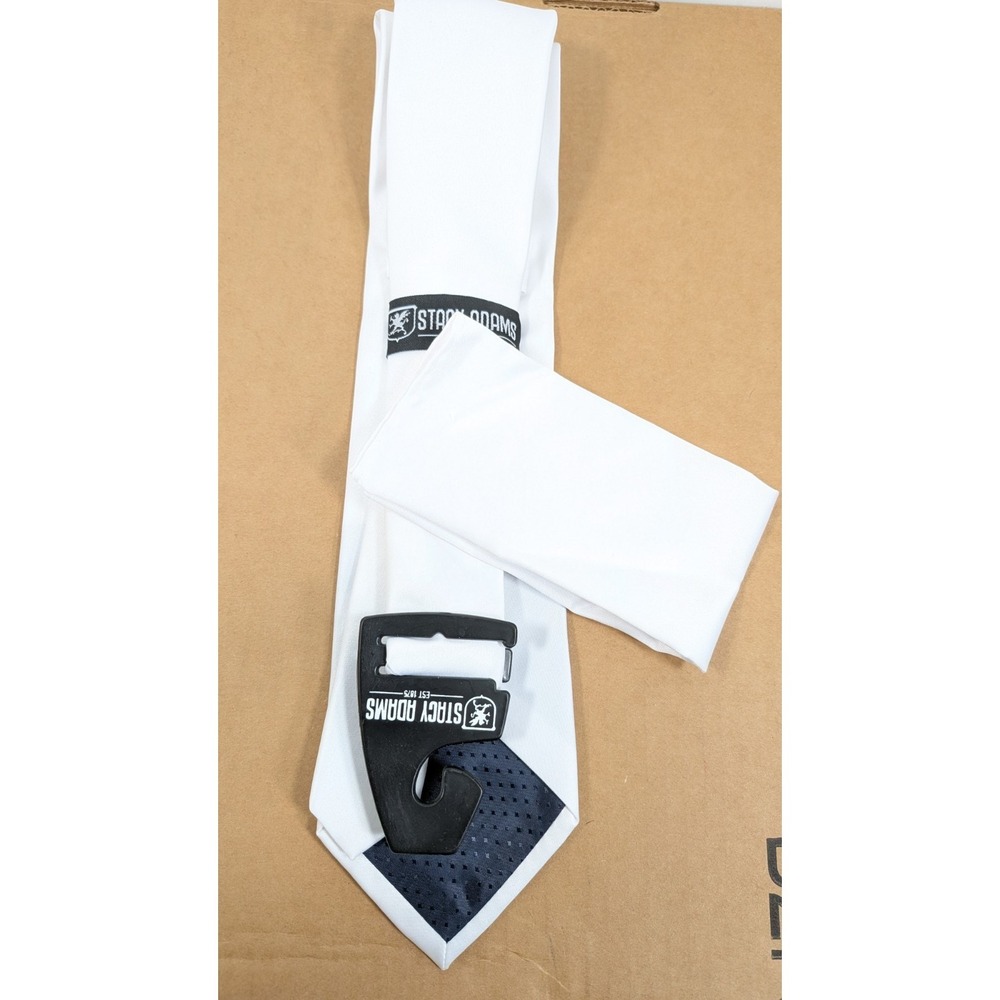 Lot of 5 Stacy Adams Men's Tie Solid White Satin Microfiber 3 1/4